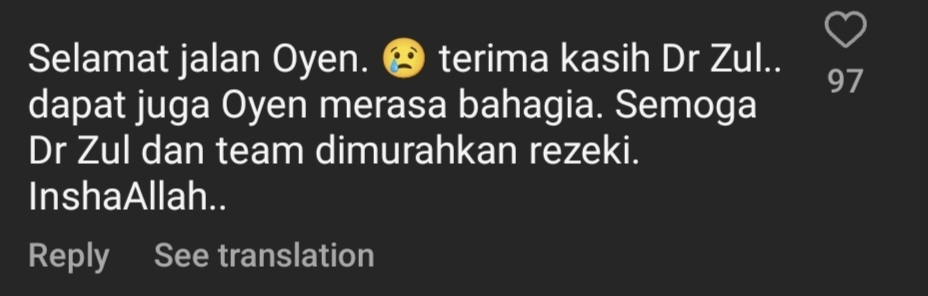 Netizen comment on Dr. Zul Erwan Instagram