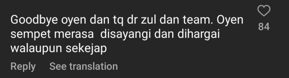 Netizen comment on Dr. Zul Erwan Instagram