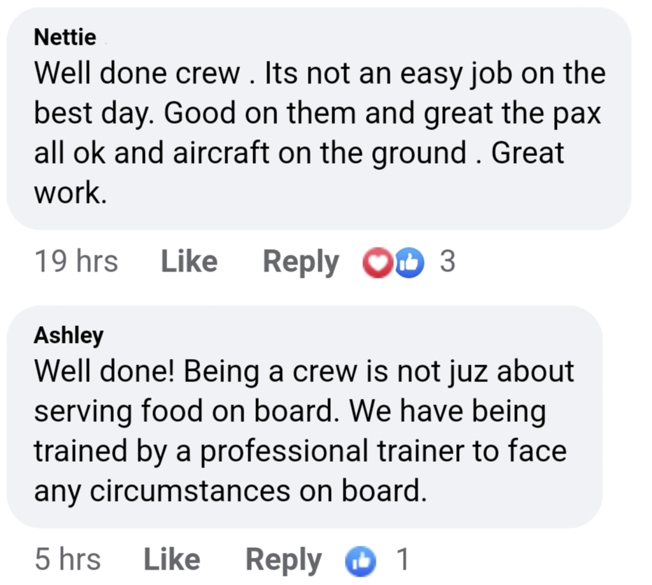 Netizen praise the crew on Facebook.