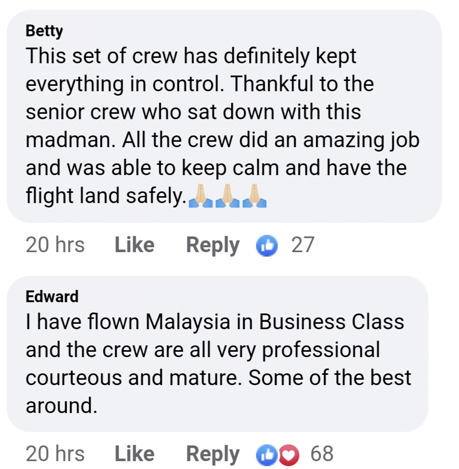 Netizen praise the crew on Facebook.