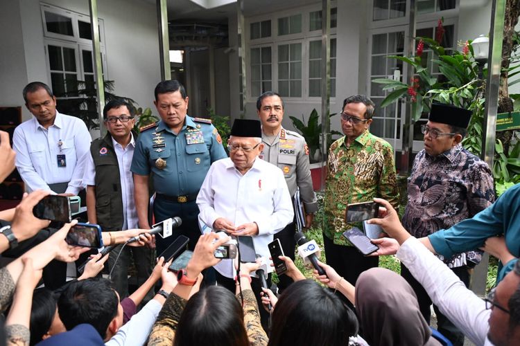 Ma'ruf Amin, the Vice President of Indonesia, during a press briefing at his official residence on Wednesday, August 2, 2023.