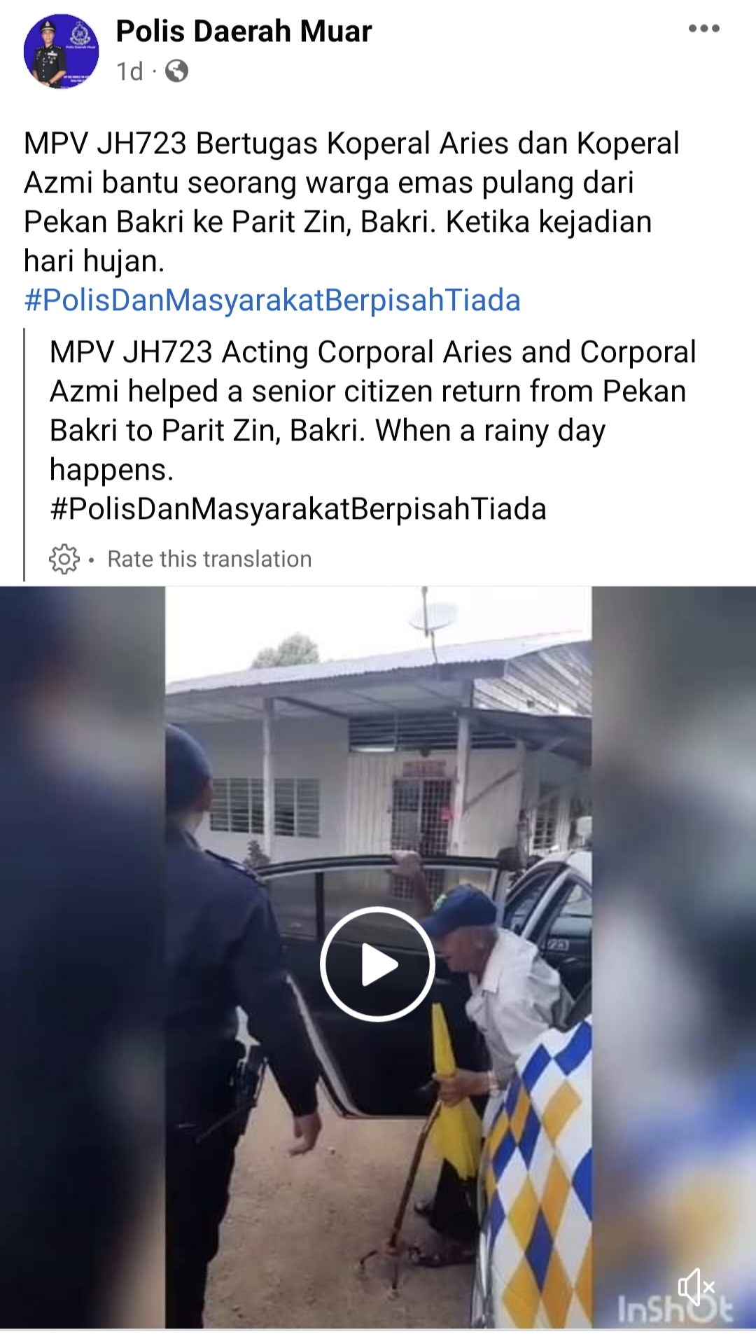 (Photo: Facebook/Polis Daerah Muar)