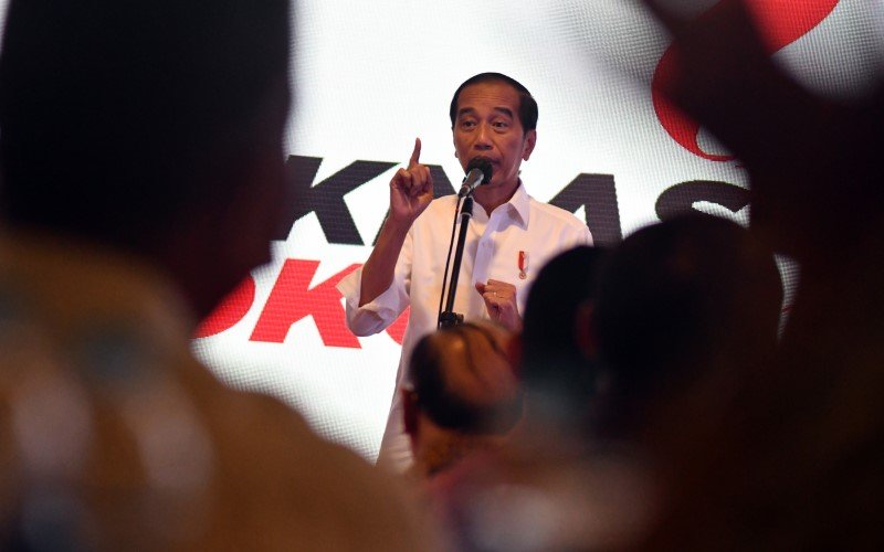 President Joko Widodo at the national working meeting (rakernas) of volunteers from the Jokowi National Secretariat (Seknas Jokowi) at the Salak Hotel in Bogor, West Java, on Saturday (16 Sep). (Photo: ANTARA)