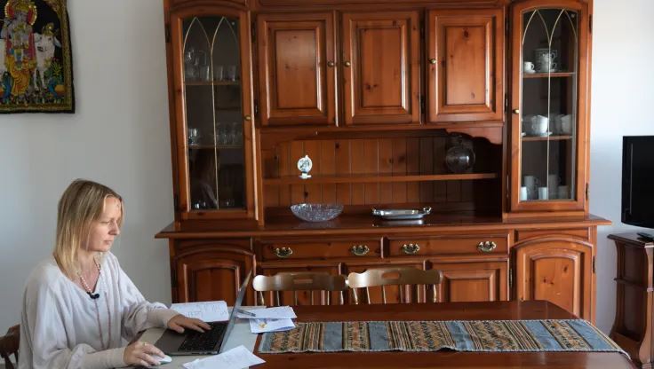 Clarese Partis working from her home in Ollolai, Sardinia. Source: Antonio Meloni