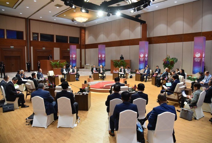 The atmosphere during the Retreat Session of the 43rd ASEAN Summit 2023 at the Jakarta Convention Center. (Photo: ASEAN 2023 Summit Media Center)