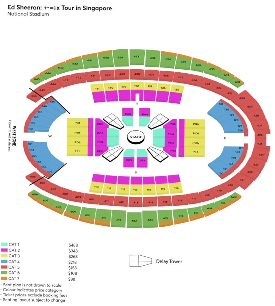 Ed Sheeran's '÷ - × = +' Tour seat plan (Photo: Ticketmaster)