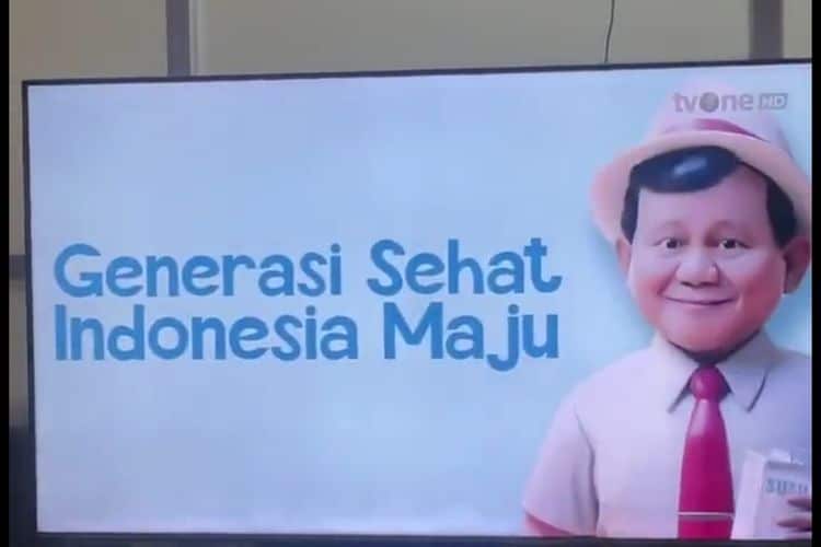 A screenshot of a television advertisement presenting the vision and mission of presidential and vice-presidential candidates (presidential and vice-presidential candidates) with serial number 2, Prabowo Subianto-Gibran Rakabuming. (Photo: KOMPAS.com)