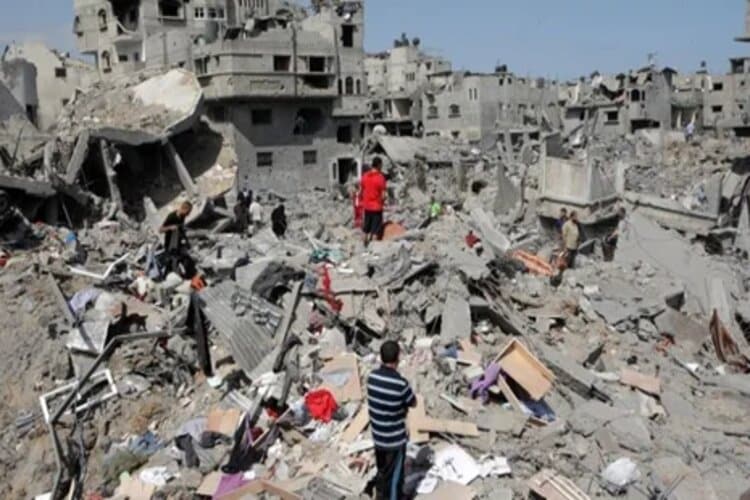 A satellite image of destruction in Gaza. (Photo: The Guardian)