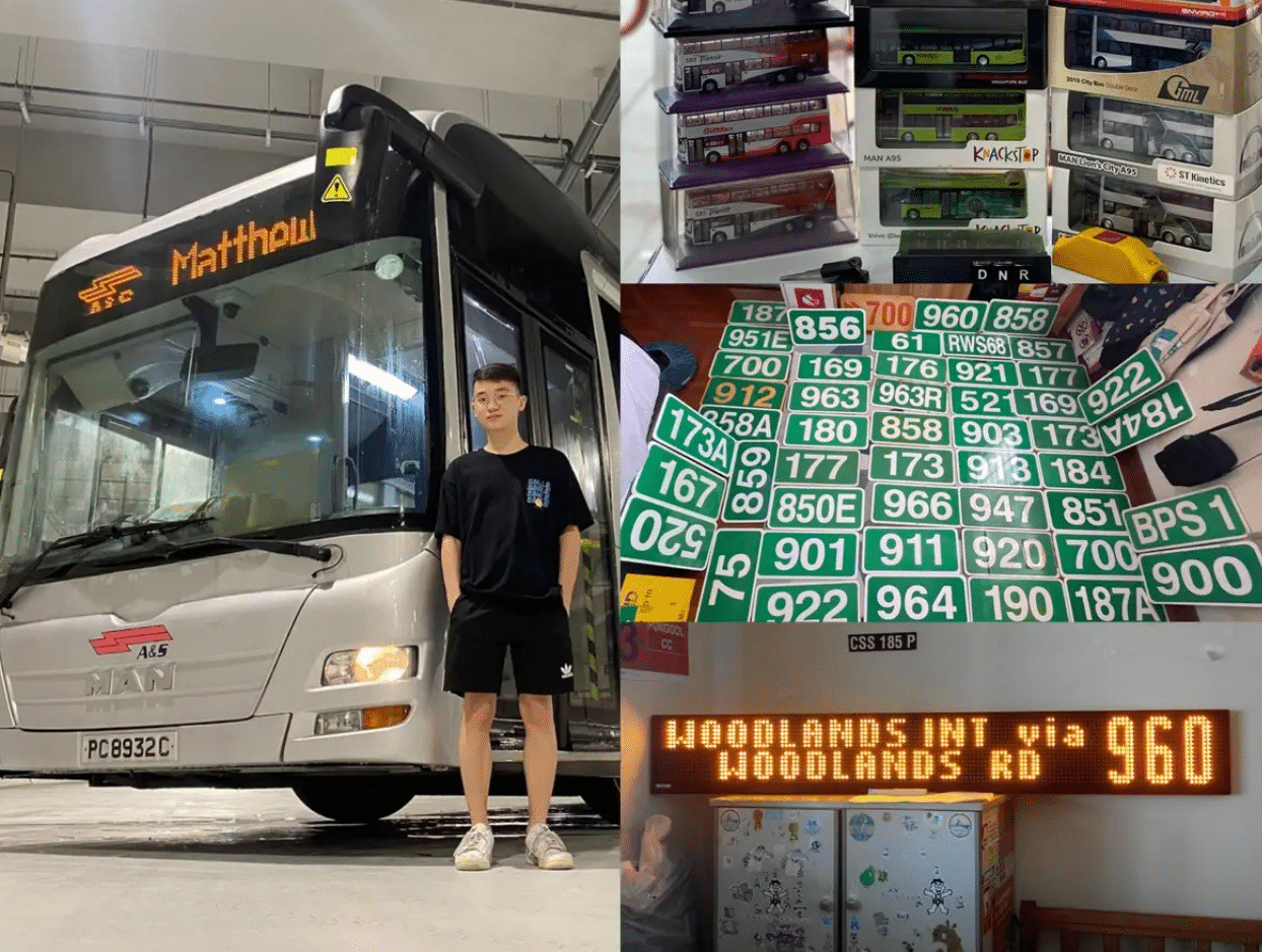 Matthew Tay and his collection of bus memorabilia. (Photo: Matthew Tay/ Insider)