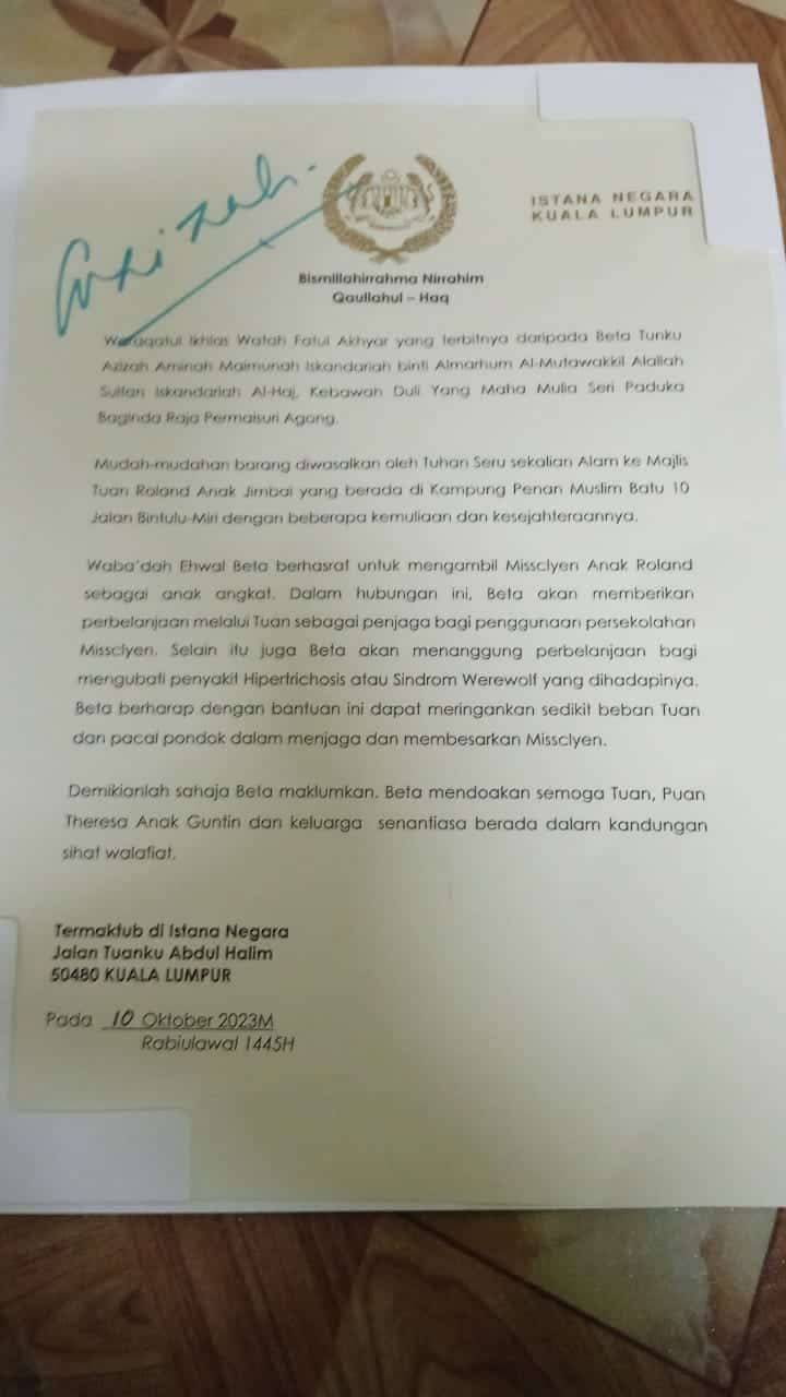 Letter from Istana Negara (Facebook/Kak Na)