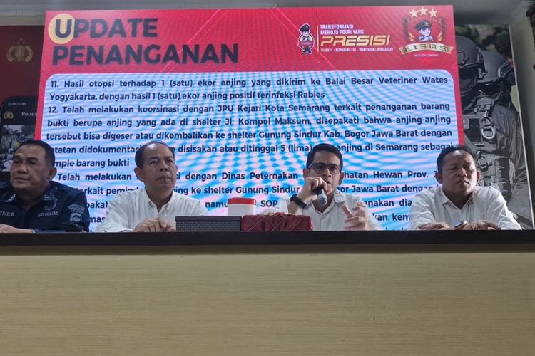 The Head of the Criminal Investigation Unit of Semarang City Police, Andhika Dharma Sena, delivered updates on the dog abuse case on Monday (15 Jan). (Photo: KOMPAS)
