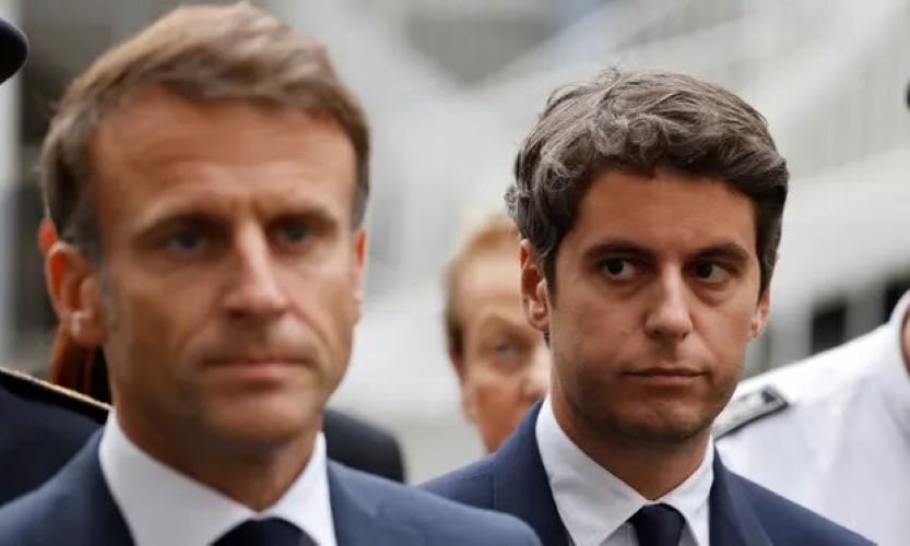 Emmanuel Macron & Gabriel Attal. (Photo: AP via The Guardian)