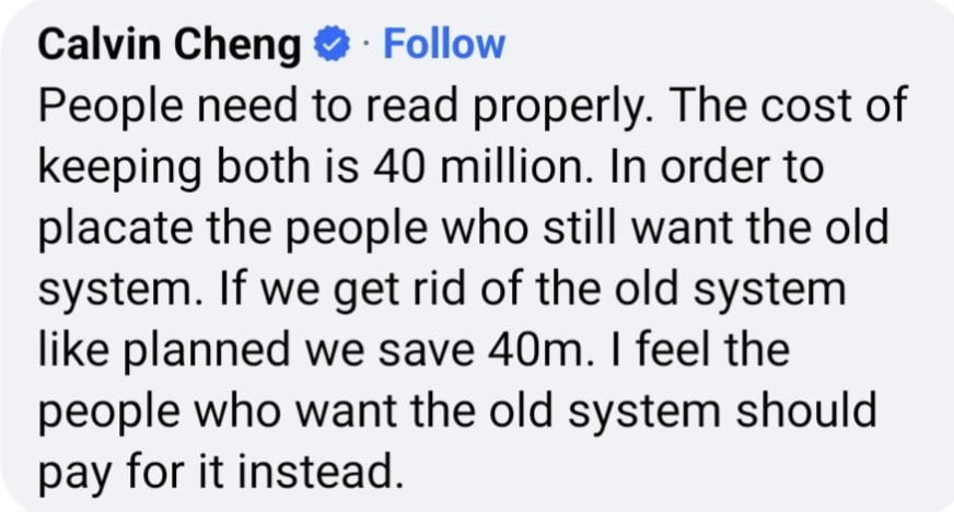 Calvin Cheng comments