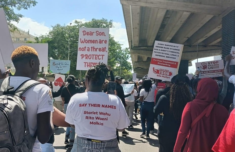Kenyan women organize a peaceful protest in Nairobi, the capital of Kenya, on Saturday (27 Jan), in response to the surge in femicide incidents. (Photo: Capital News)