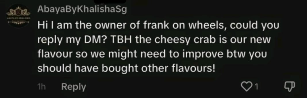 frank on wheels' owner repsond