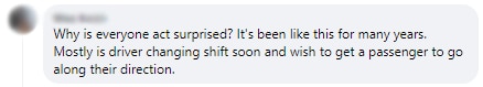 taxi reject passenger comments